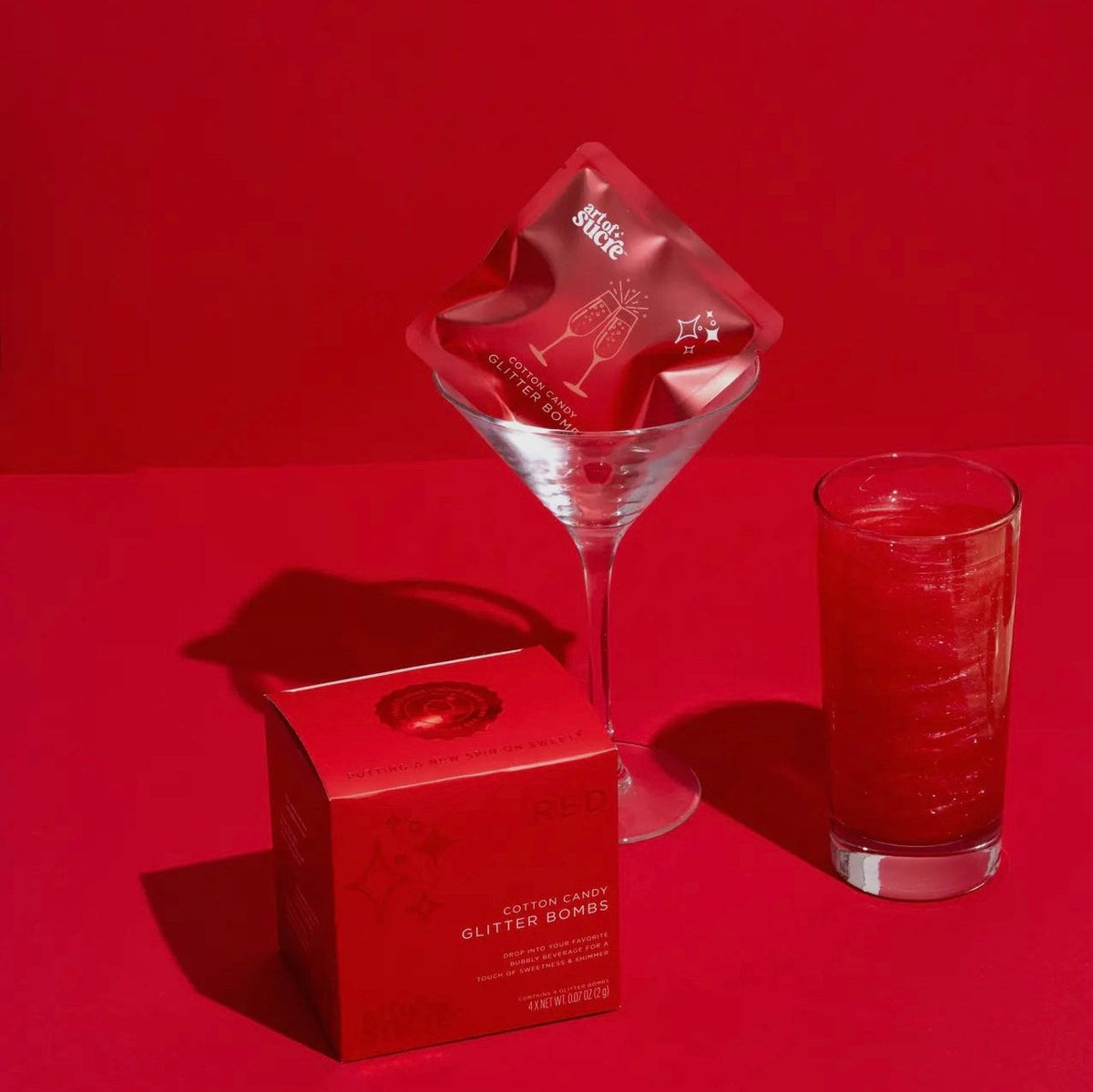 Red Cotton Candy Drink Glitter Bombs