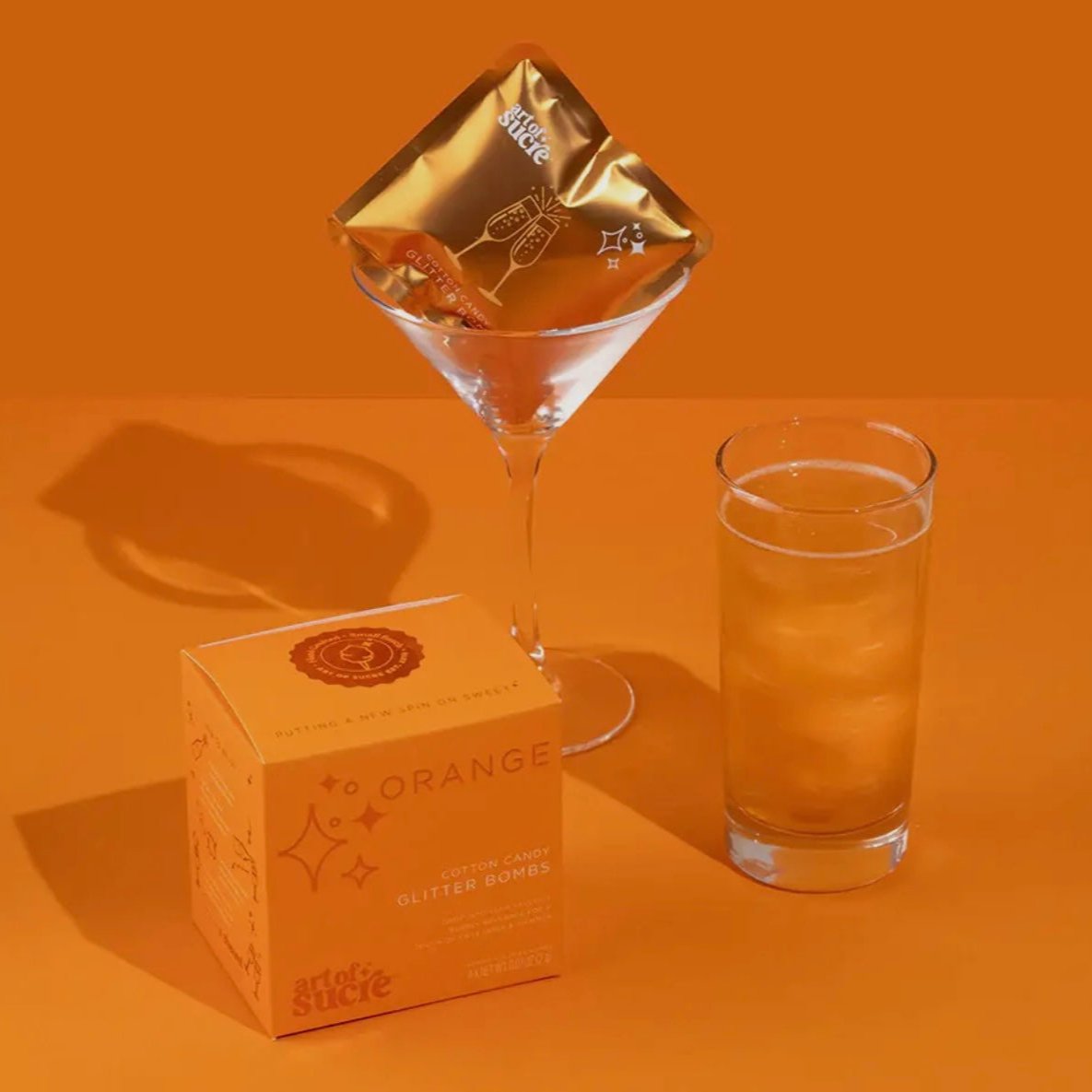 Orange Cotton Candy Drink Glitter Bombs