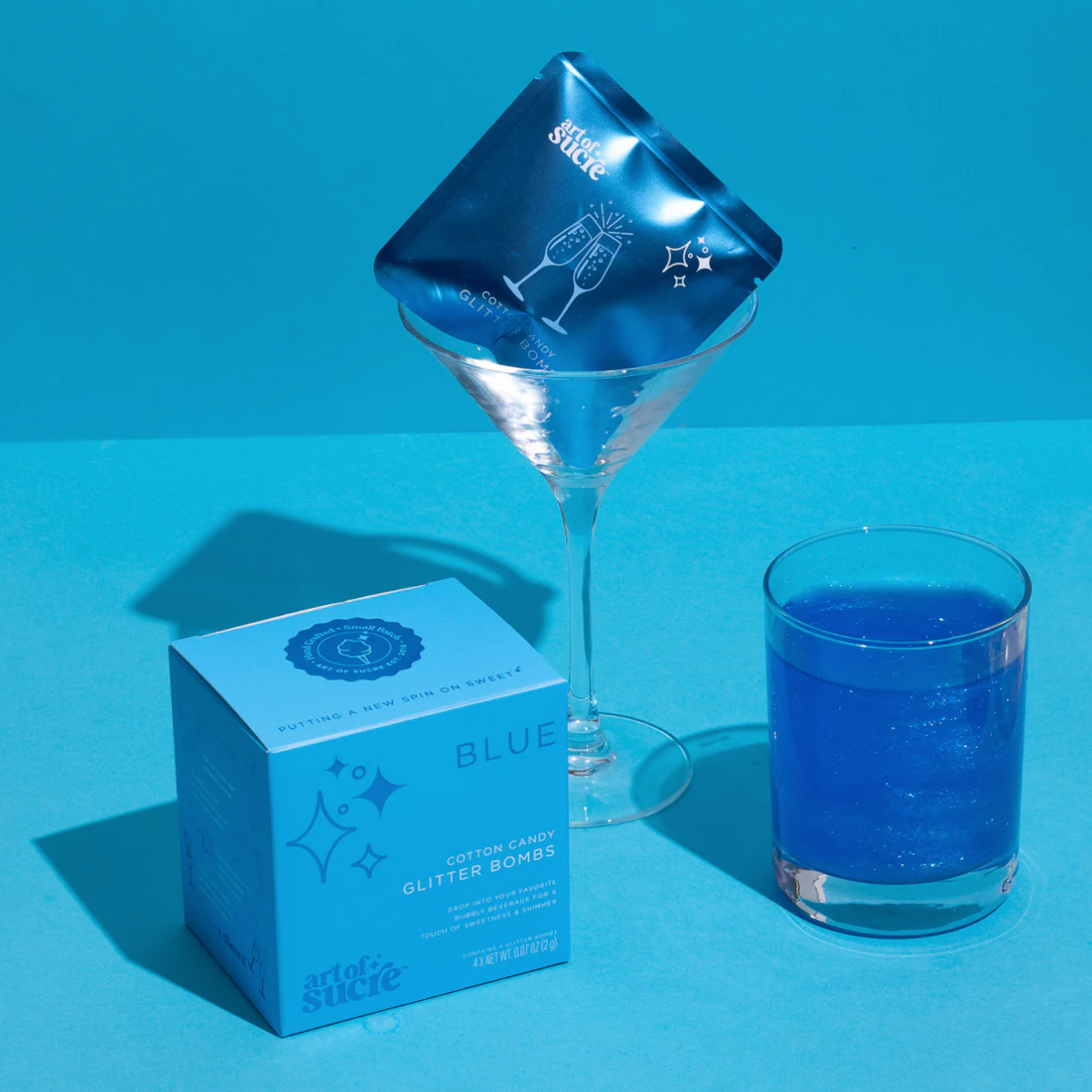 Blue Cotton Candy Drink Glitter Bombs