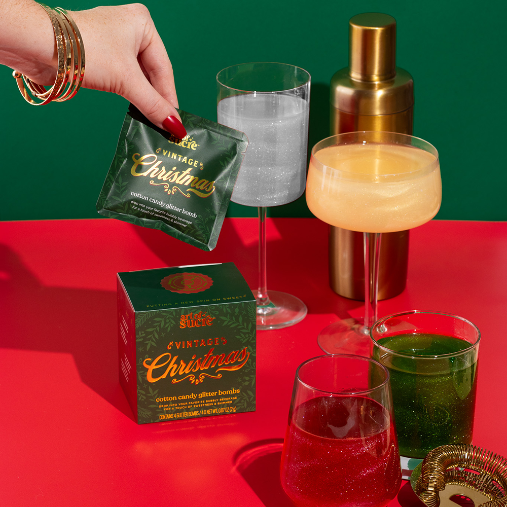 Vintage Christmas Cotton Candy Drink Glitter Bombs - ONLY 6 AVAILABLE
