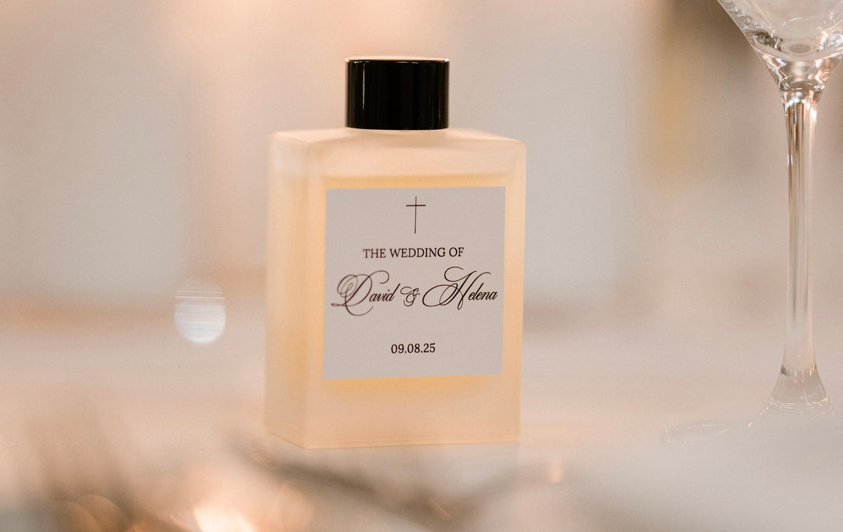 100ML Frosted Square Wedding Favour Custom Bottle - FILL YOUR OWN (Rakija, Limoncello, Cocktail, Arak, Ouzo Bottle)