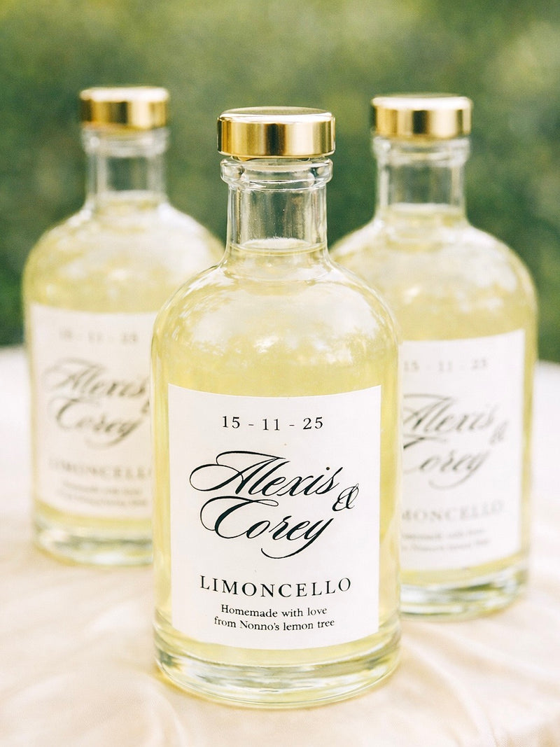 100ML Round Custom Wedding Favour Bottle - FILL YOUR OWN (Rakija, Limoncello, Arak, Ouzo, Cocktail Bottle)